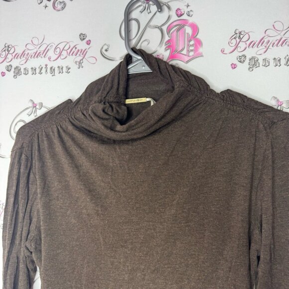 Max studio turtleneck long sleeve cinched sexy brown soft stretchy flattering - Picture 5 of 12